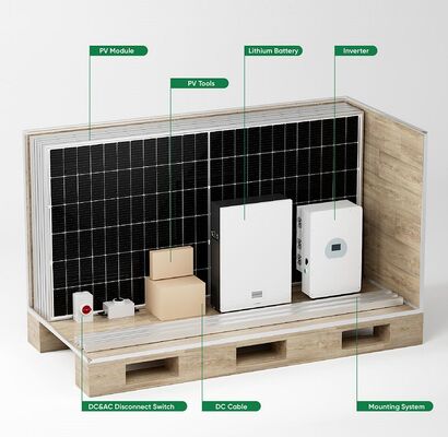 Sistema de energía solar híbrida completa 3 Fase 3KW -30KW Sistema de energía de paneles solares híbridos fuera de la red