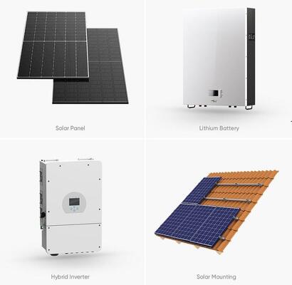 Sistema de energía solar híbrida completa 3 Fase 3KW -30KW Sistema de energía de paneles solares híbridos fuera de la red