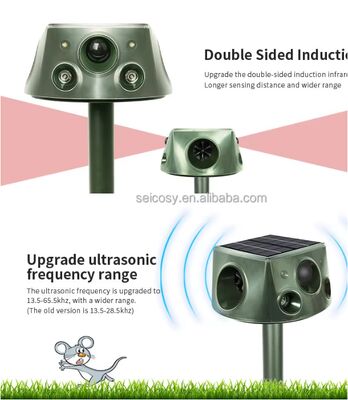 Repelente de animales solares por ultrasonido para corredores de ciervos 6 modos Repelente con sensor de movimiento y luz intermitente