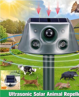 Repelente de animales solares por ultrasonido para corredores de ciervos 6 modos Repelente con sensor de movimiento y luz intermitente