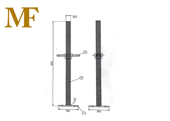 tornillo inconsútil Jack Base del andamio del tubo de acero de 34*600m m